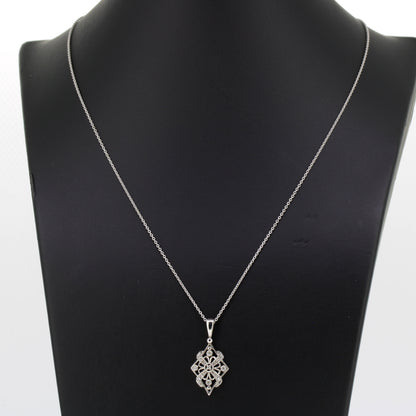 Collier 585 Gold 14 Karat Weißgold Diamanten 0,08 ct 45 cm