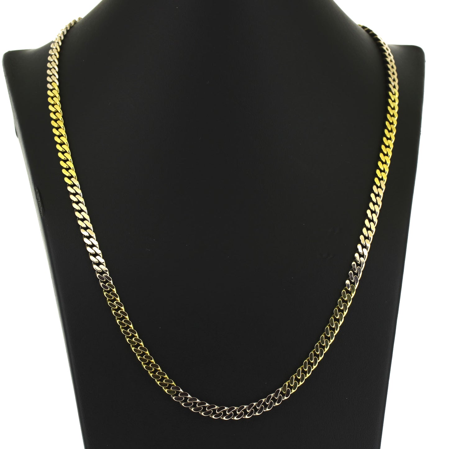 Panzer Kette 333 Gold 8 kt bicolor - 51 cm lang -  Breite 5 mm