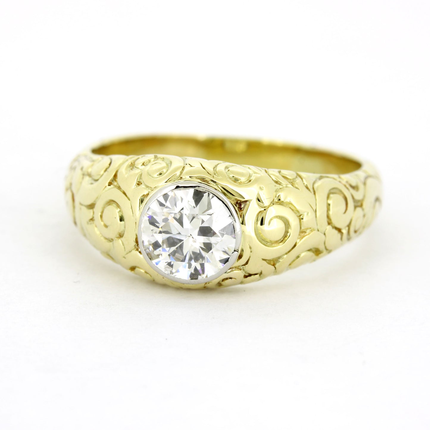 Ring 585 Gold 14 Kt Gelbgold - Diamant Altschliff 1,0 ct TW/P1 - Wert 4660,-