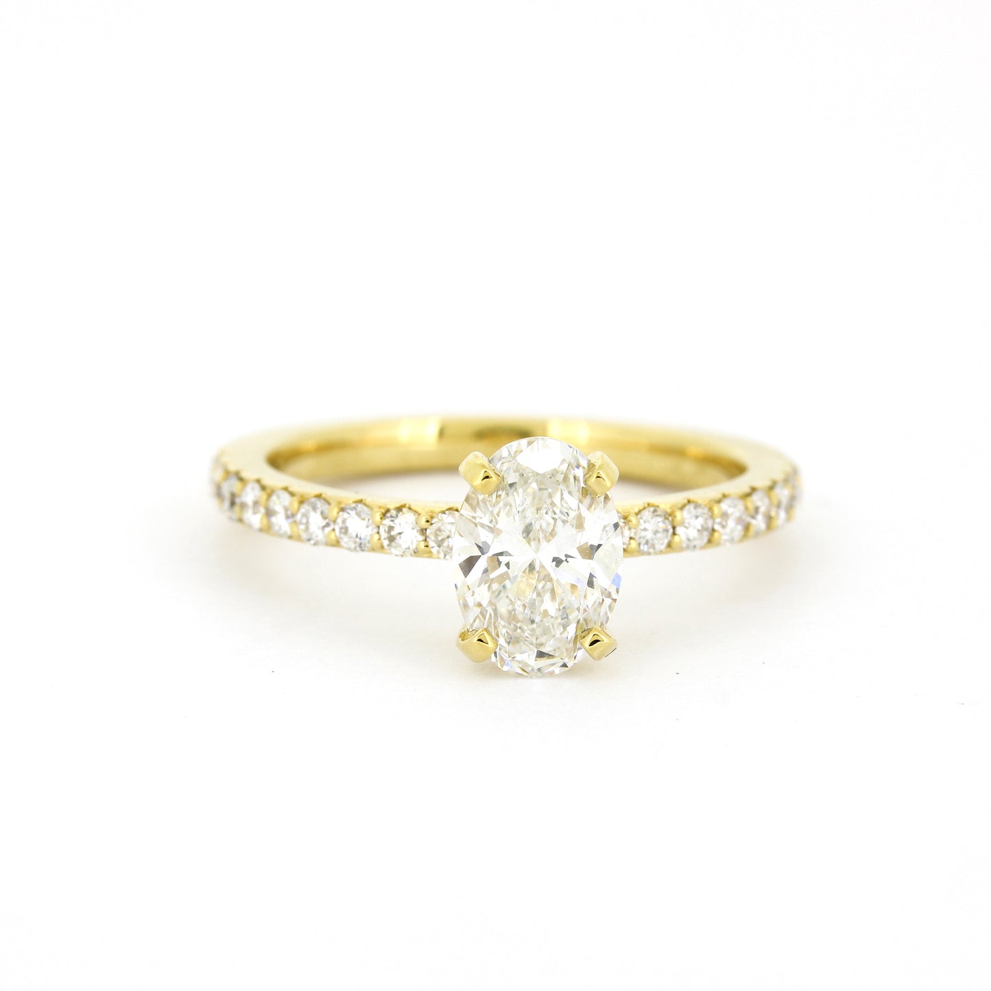 Solitär Verlobungsring 585 Gold 14 kt Gelbgold - IGI 1,01 ct oval Brillant VS2 - CVD Labor Diamant