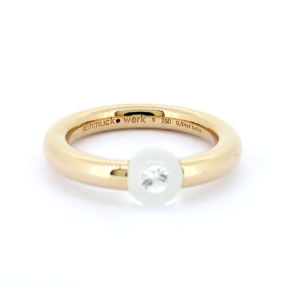 Schmuckwerk Ring Glasklar - 750 Gold 18 Kt - Brillant 0,04 ct - Wert 4490,-