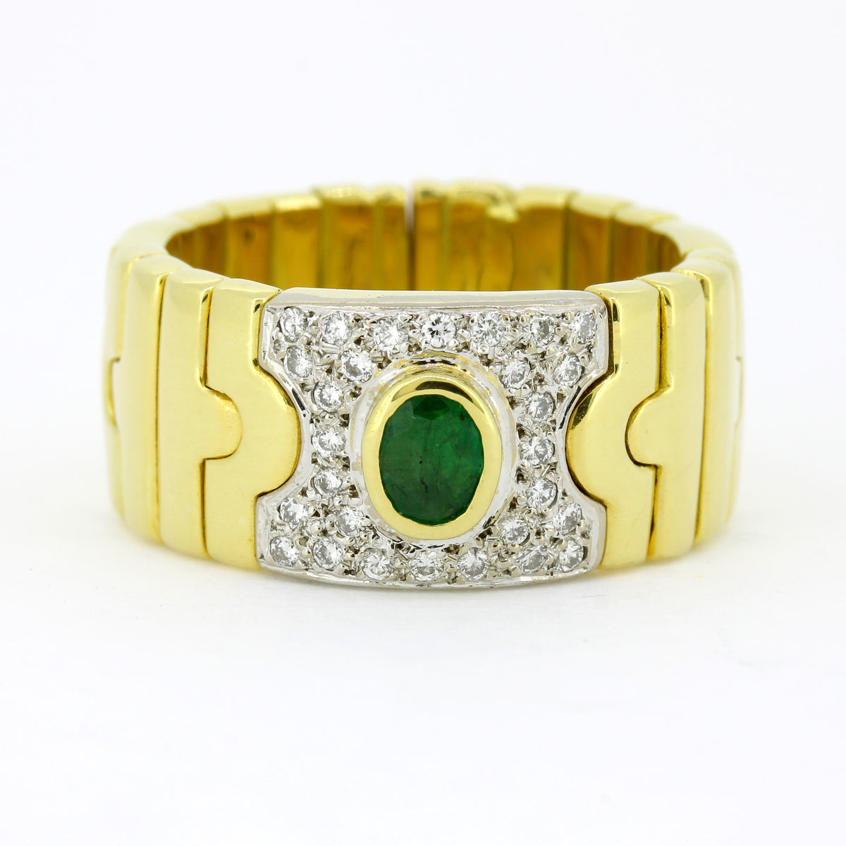 Ring 750 Gold 18 Karat Bicolor Smaragd, Diamanten 0,30 ct - Wert 4600,-