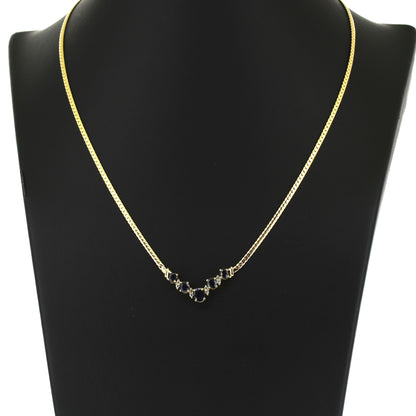 Collier 585 Gold 14 kt Gelbgold - Saphir und Diamanten - 42 cm lang