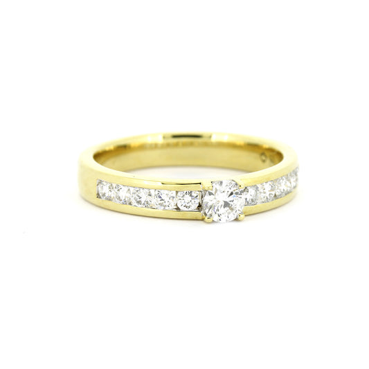 Ring 585 Gold 14 kt Gelbgold - 0,80 ct Brillanten W/SI - Wert 2350,-