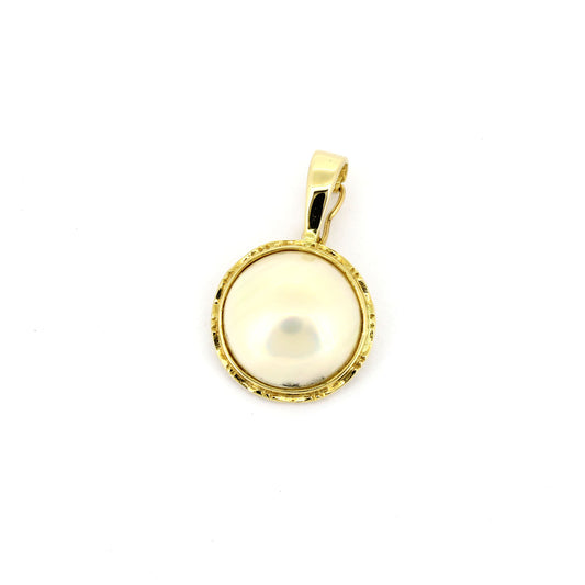 Clips Anhänger 585 Gold 14 Kt Gelbgold - Mabe Perle - Wert 580,-