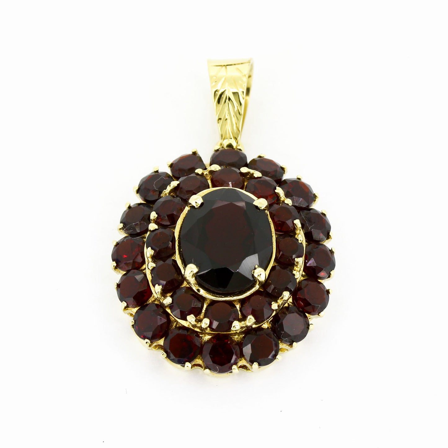 Anhänger 585 Gold 14 Kt Gelbgold - Granat - 6,4 g