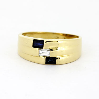 Ring 750 Gelbgold 18 Kt mit Diamant Baguette Schliff & Saphiren - Wert 1380,-