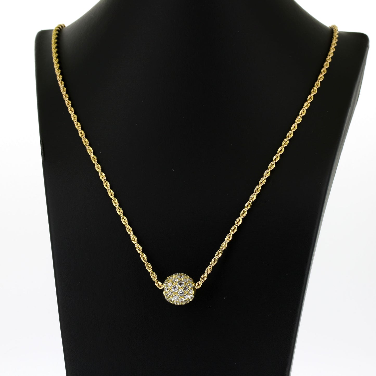 Kette mit Anhänger 585 Gold - Kugel mit Zirkonia 14 kt - Wert 1950,-