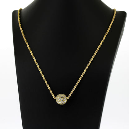 Kette mit Anhänger 585 Gold - Kugel mit Zirkonia 14 kt - Wert 1950,-