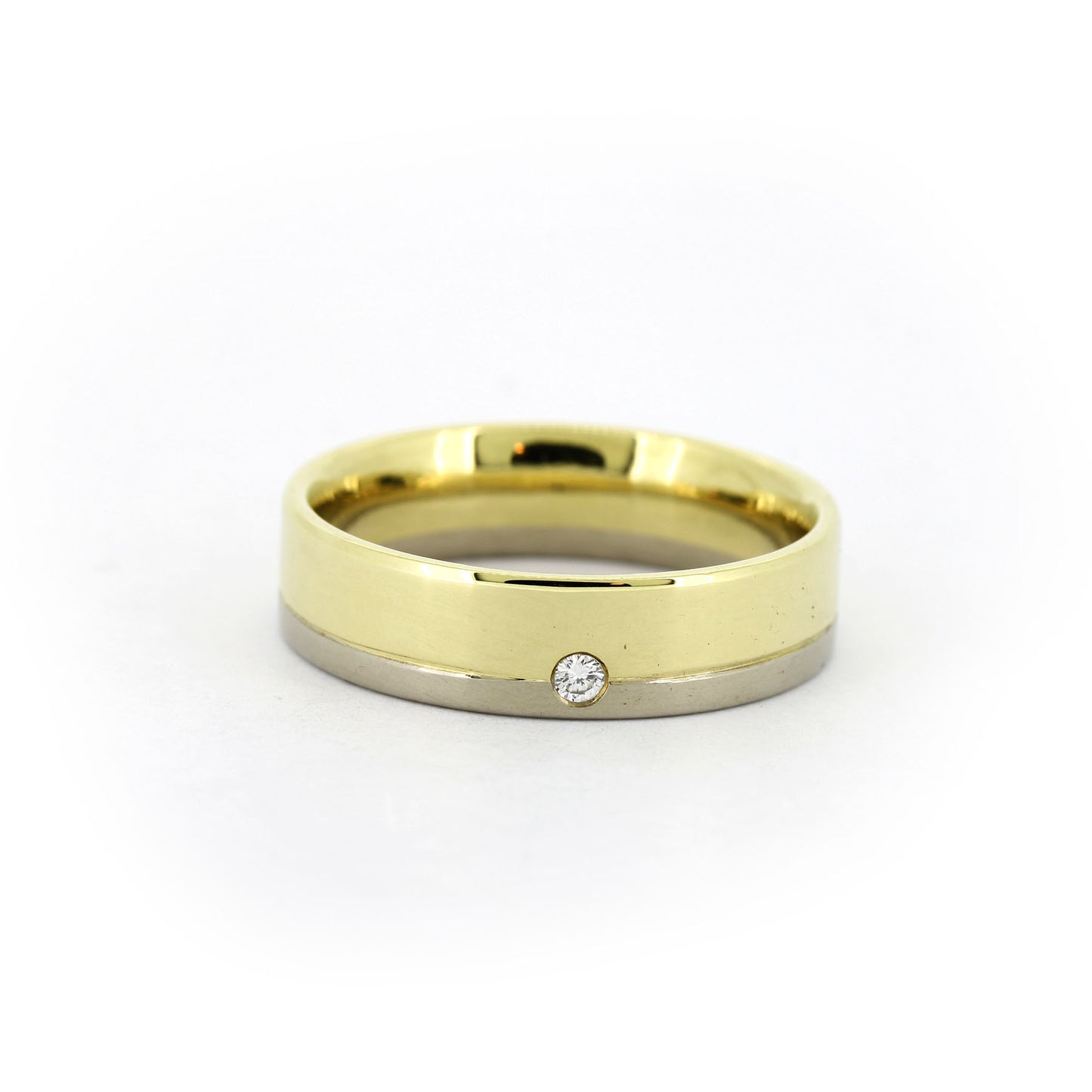 Ring 585 Gold 14 kt bicolor - Brillant 0,03 ct W/SI