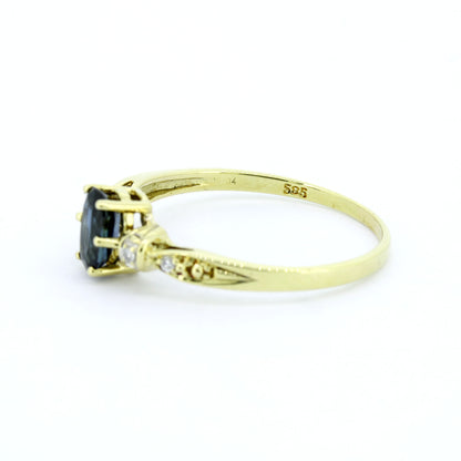 585 Gold Ring Gelbgold Saphir ca. 0,20 ct + Diamanten Gr. 57 elegant- Wert 540,-