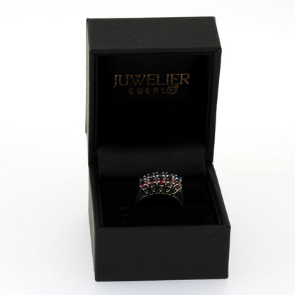 Zwei Ringe 585 Gold 14 kt Weißgold - Saphire & Rubine - Wert 540,-