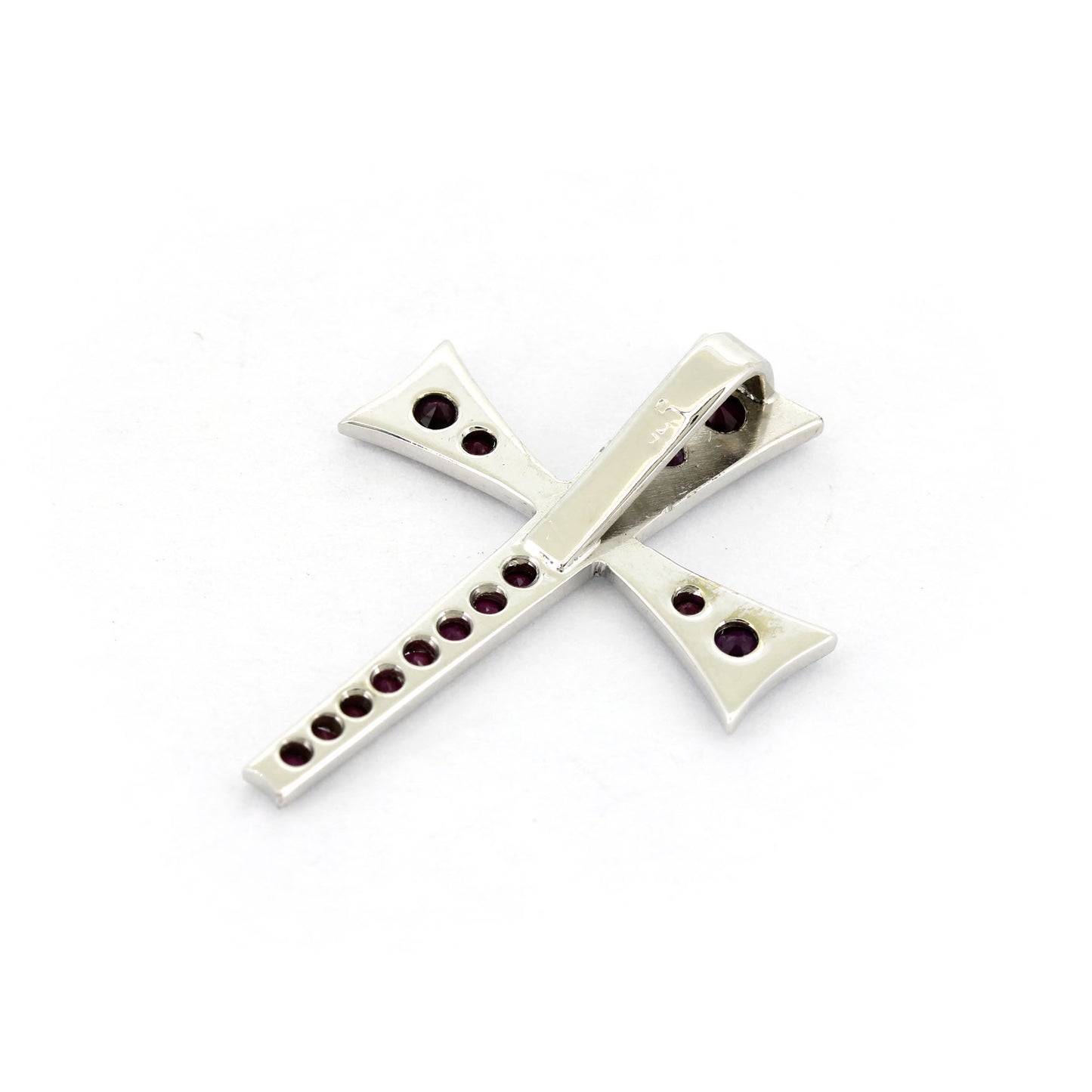 Kreuz Anhänger 585 Gold 14 kt Weißgold - Rubine
