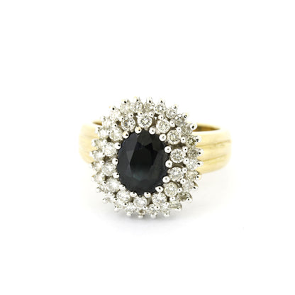 Ring 585 Gold 14 Kt Weißgold - Saphir - 0,80 ct Brillanten - Wert 2550 ,-