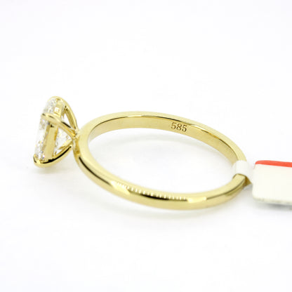 Ring 585 Gold 14 Kt Gelbgold 1 ct oval Diamant Lab Grown CVD