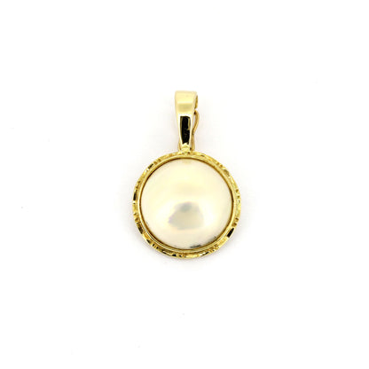 Clips Anhänger 585 Gold 14 Kt Gelbgold - Mabe Perle - Wert 580,-