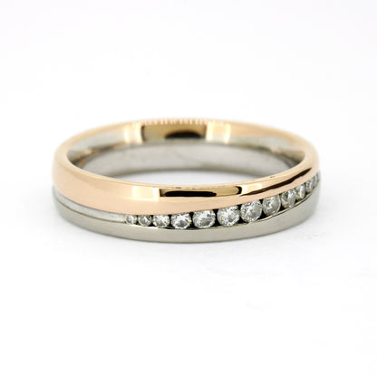 Ring 585 Gold 14 Karat Bicolor Brillanten 0,20 ct Gr. 53