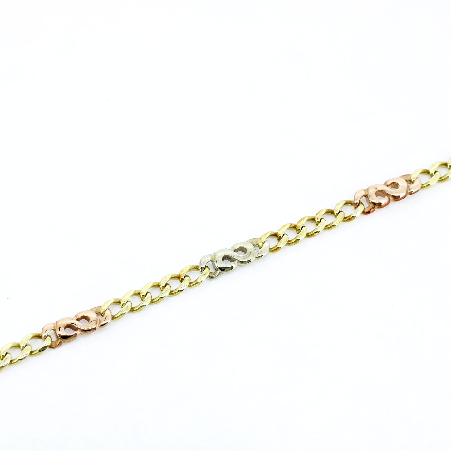 Armband 333 Gold 8 Karat Tricolor 20 cm lang