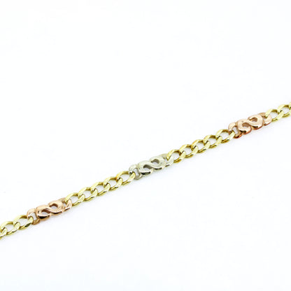 Armband 333 Gold 8 Karat Tricolor 20 cm lang