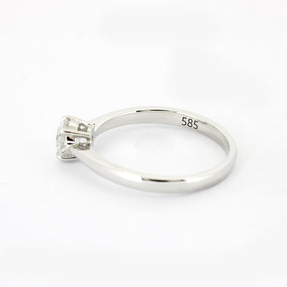 Solitär Verlobungsring 585 Gold 14 kt Weißgold - 0,50 ct Brillant E VS2