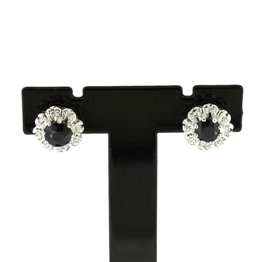 Ohrring 585 Gold 14 kt Saphir Diamanten Weißgold - Wert 750,-