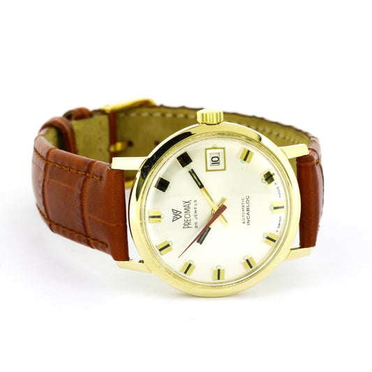 Precimax Herren Armbanduhr 585 Gold ca. 1970 Automatik Vintage