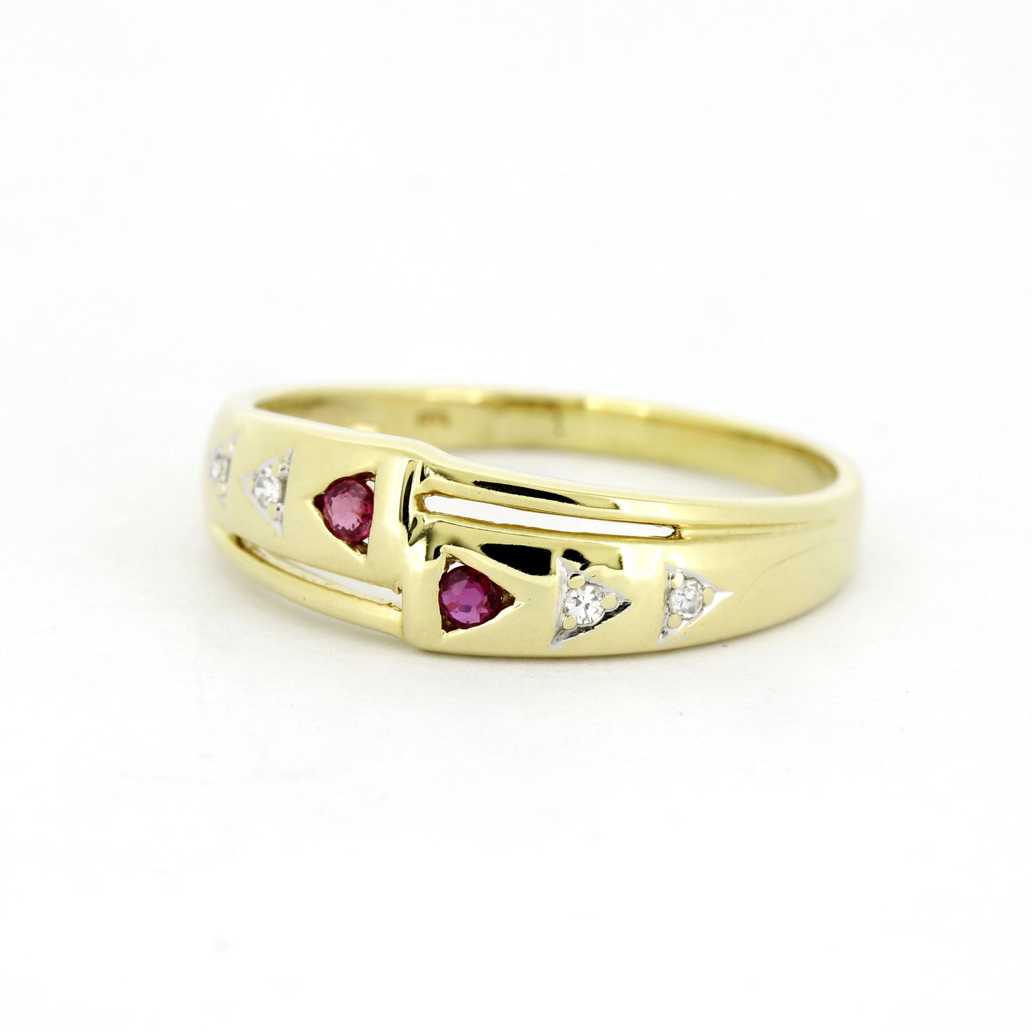 Ring 585 Gold 14 Kt Gelbgold – Diamanten Rubine - Wert 600,-