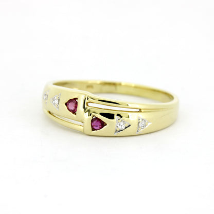 Ring 585 Gold 14 Kt Gelbgold – Diamanten Rubine - Wert 600,-