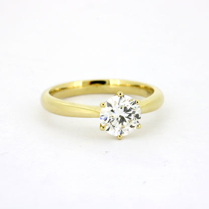 Solitär Ring 585 Gold 14 kt Gelbgold - IGI 1,05 ct Brillant VVS1 - CVD