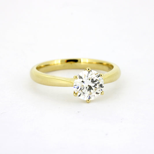 Solitär Ring 585 Gold 14 kt Gelbgold - IGI 1,05 ct Brillant VVS1 - CVD