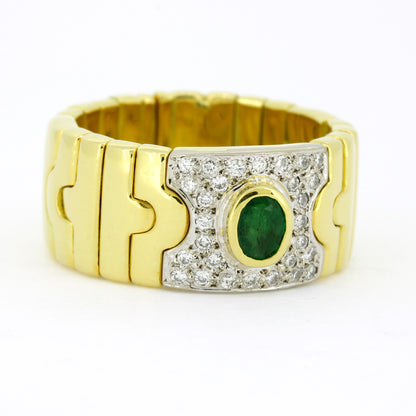 Ring 750 Gold 18 Karat Bicolor Smaragd, Diamanten 0,30 ct - Wert 4600,-
