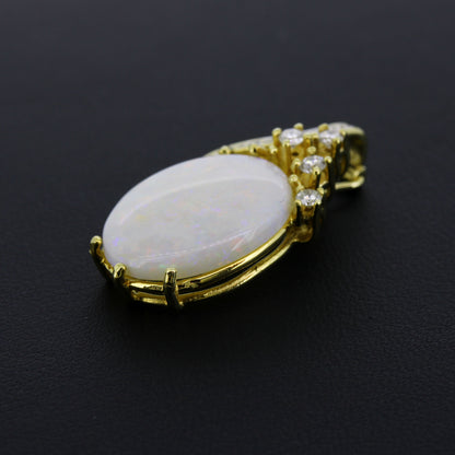 Opal Clip Anhänger 585 Gold 14 Kt - 7 Diamanten ca. 0,16 ct VS Wert 1100,-