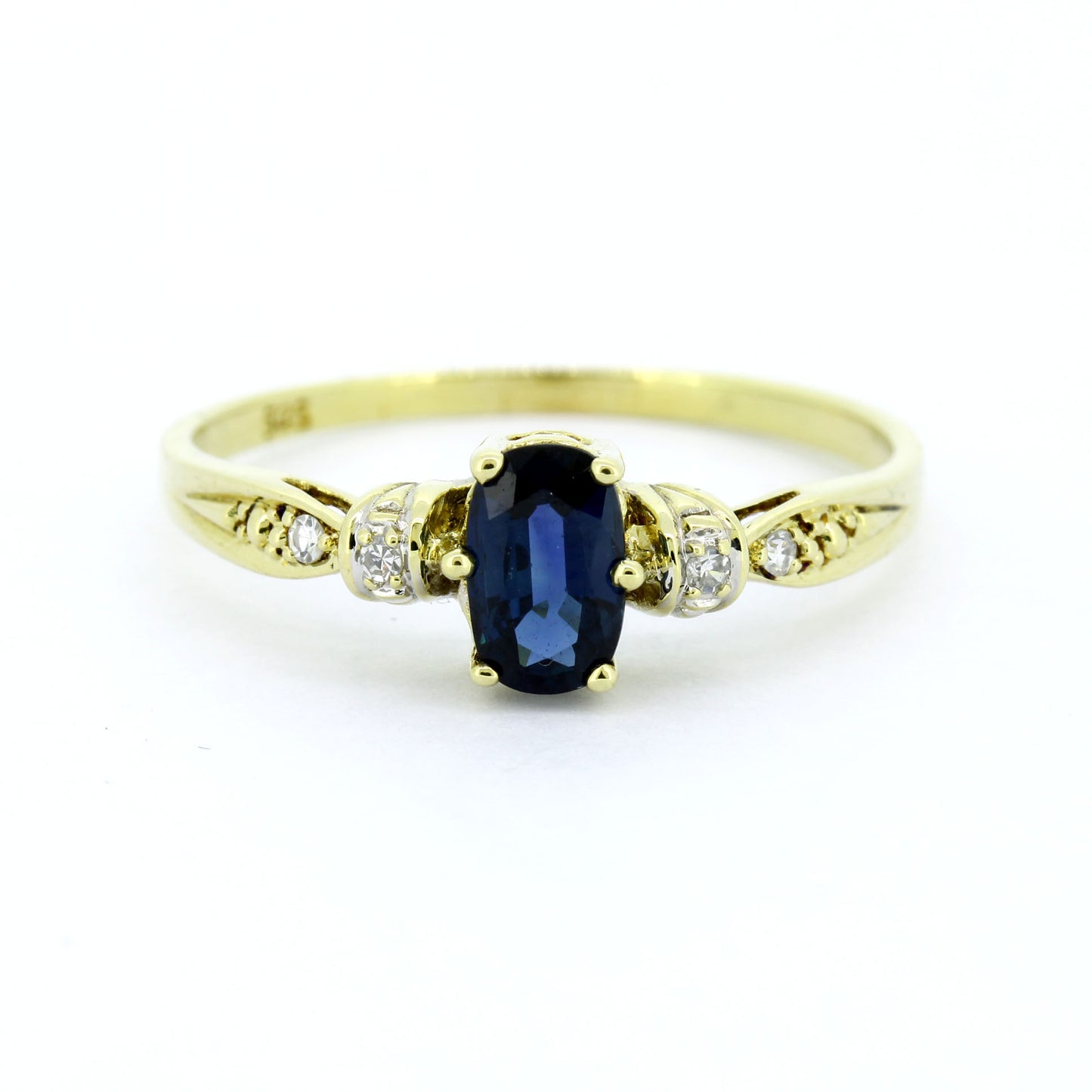 585 Gold Ring Gelbgold Saphir ca. 0,20 ct + Diamanten Gr. 57 elegant- Wert 540,-