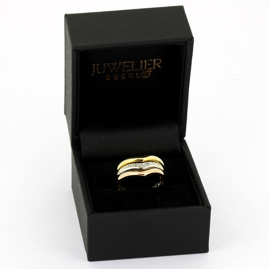 3 farbiger Goldring 333 Gold 8 kt - 3 kleine Diamanten - Wert 320,-