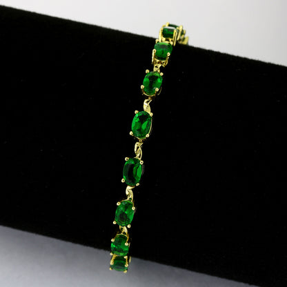 Armband 585 Gold 14 kt - 19,5 cm lang - Grüne Zirkonia - Wert 1500,-