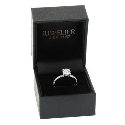 Solitär Verlobungsring 585 Gold 14 kt Weißgold - IGI 1,03 ct Brillant VS2 - CVD Labor Diamant