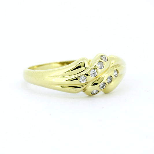 585 Gold Ring Gelbgold Brillant 0,10 ct W/SI Gr. 57 massiv elegant- Wert 820,-