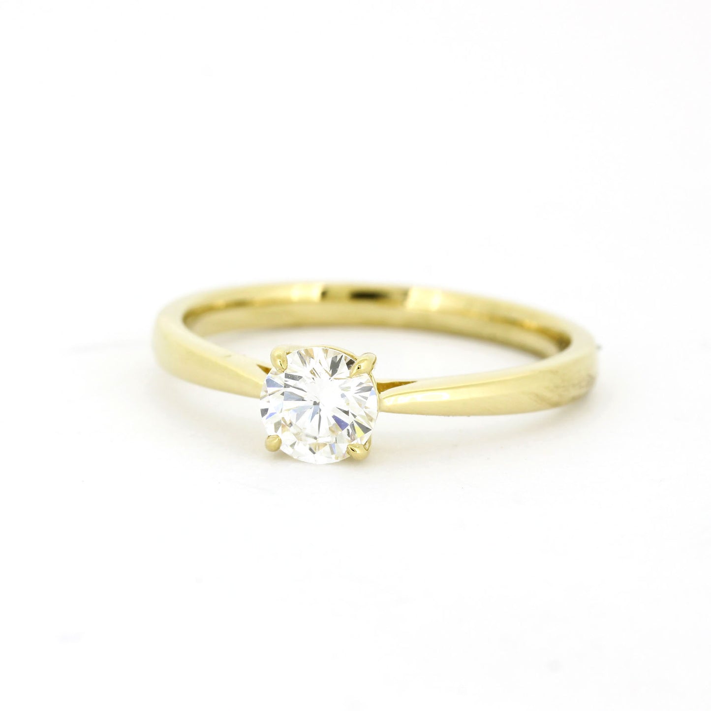 Solitär Verlobungsring 585 Gold 14 kt Gelbgold - 0,50 ct Brillant E VS2 - CVD Labor Diamant