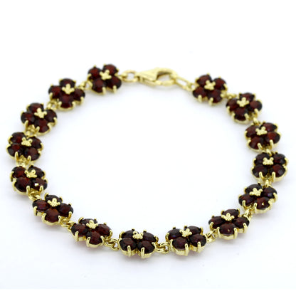 585 Gold Armband Granat 17,5 cm 11,34 g Gelbgold Granatschmuck- Wert 2160,-