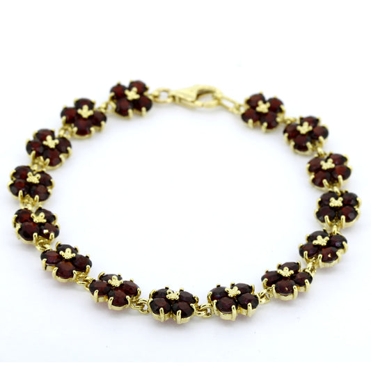 585 Gold Armband Granat 17,5 cm 11,34 g Gelbgold Granatschmuck- Wert 2160,-