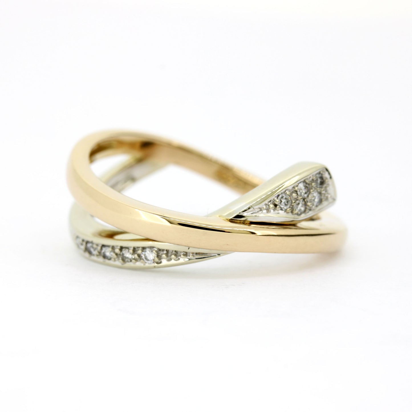 Ring 585 Gold 14 Karat Bicolor Diamanten 0,10 ct Gr. 56