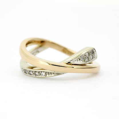 Ring 585 Gold 14 Karat Bicolor Diamanten 0,10 ct Gr. 56