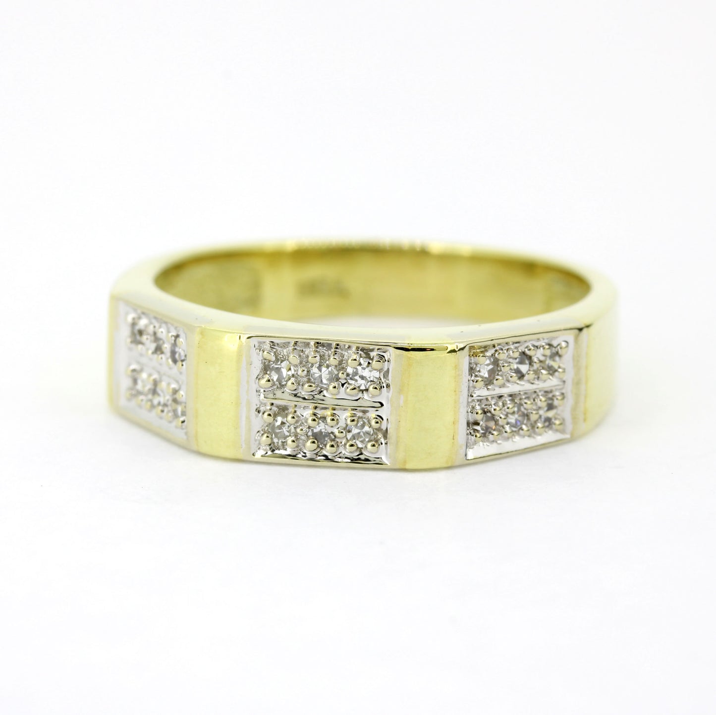 Ring 585 Gold 14 Karat Bicolor Diamanten 0,10 ct Gr. 56