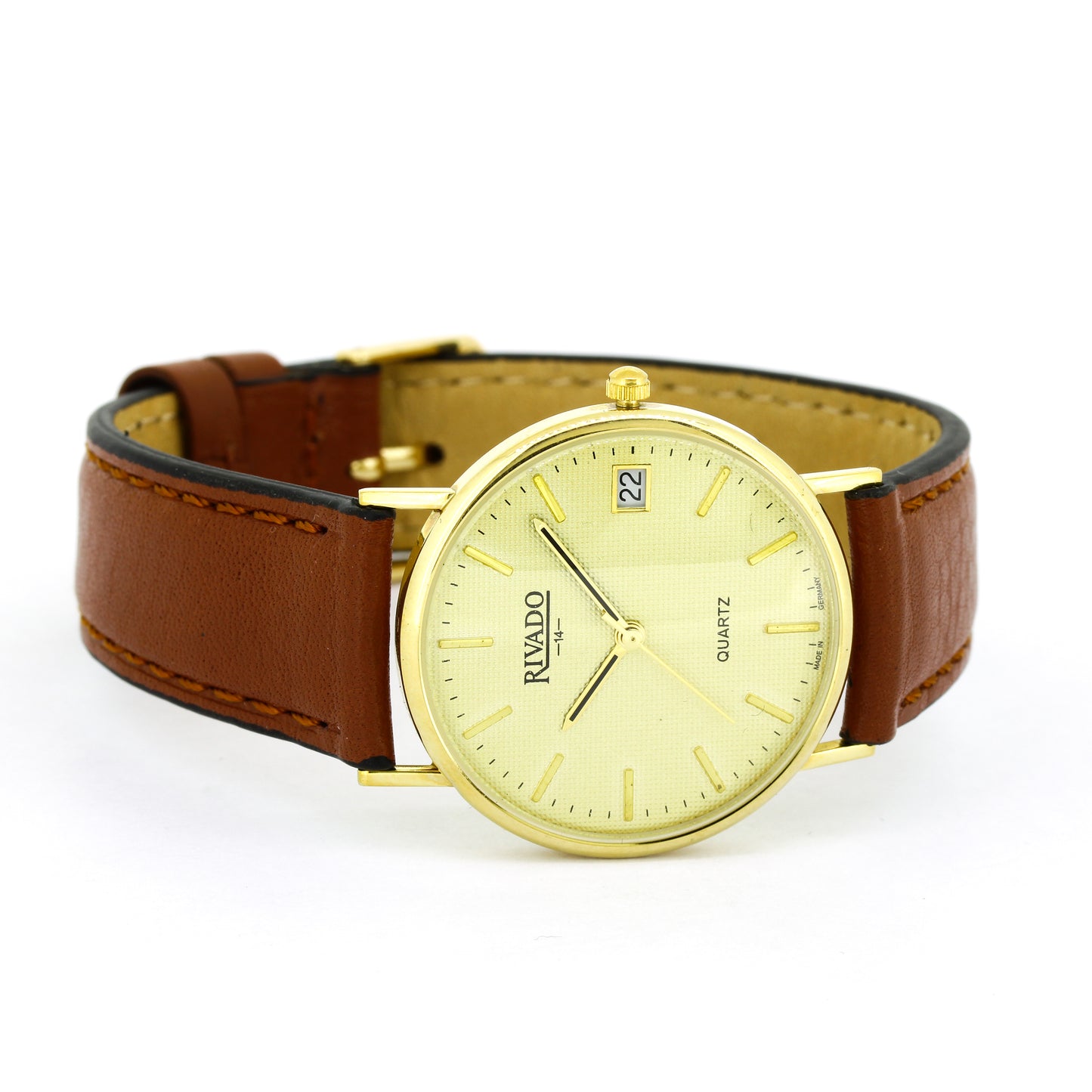 Rivado Herren Armbanduhr 14kt Gold ca. 1985 Quarz Vintage