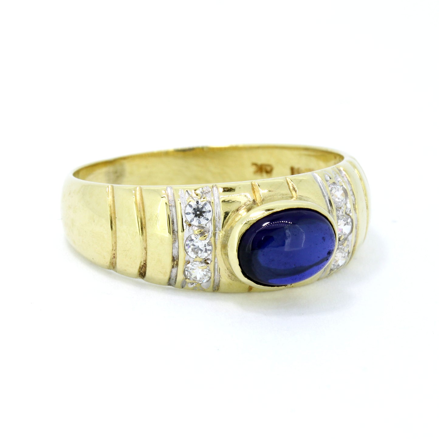 Bandring 585 Gold Ring 14 Kt mit Saphir und Diamanten