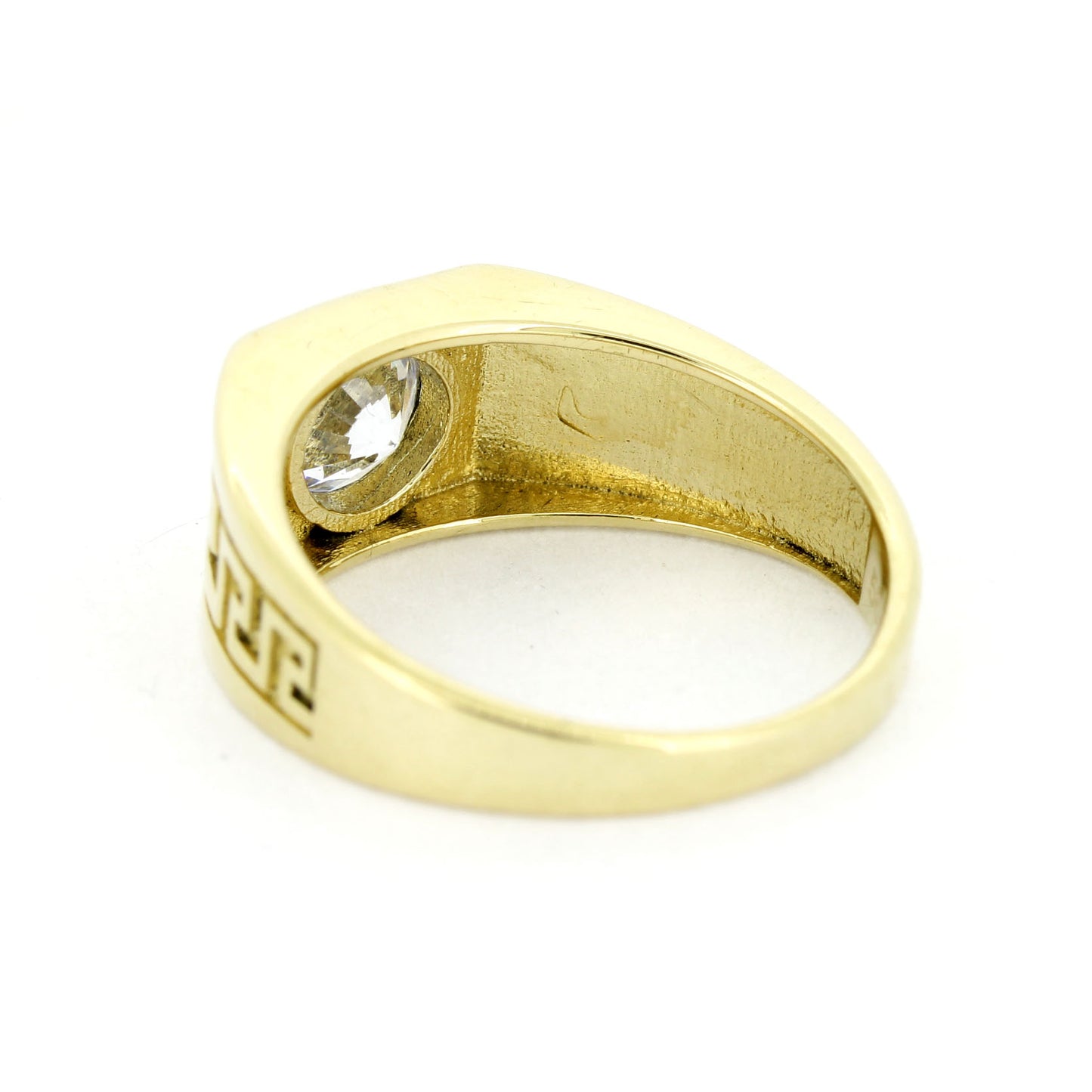 Ring mit Griechischem Schlüsselmuster 585er Gelbgold - Zirkonia Stein Wert 350,-