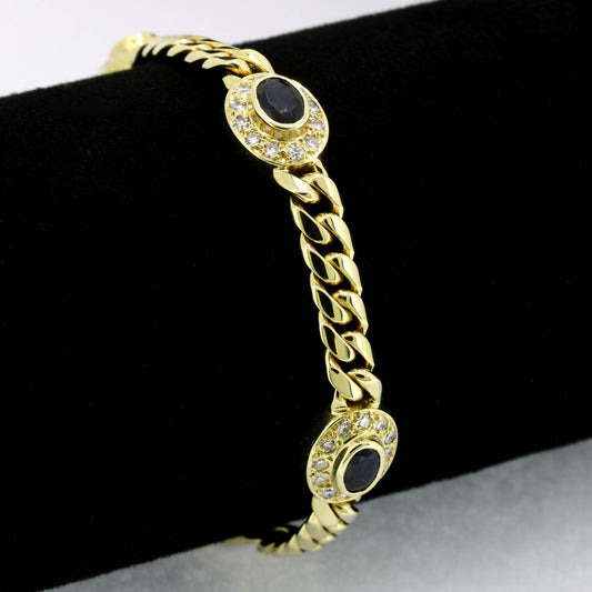 Saphir Armband 585 Gold Brillanten 1,20 ct 14 Kt Gelbgold - Wert 4180,-