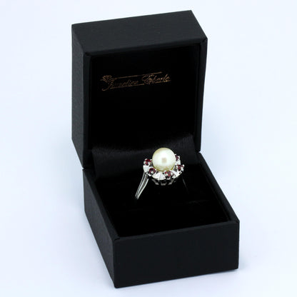 Perlen Ring 585 Gold 14 Kt mit Süßwasserperle Rubin Wert 560,-