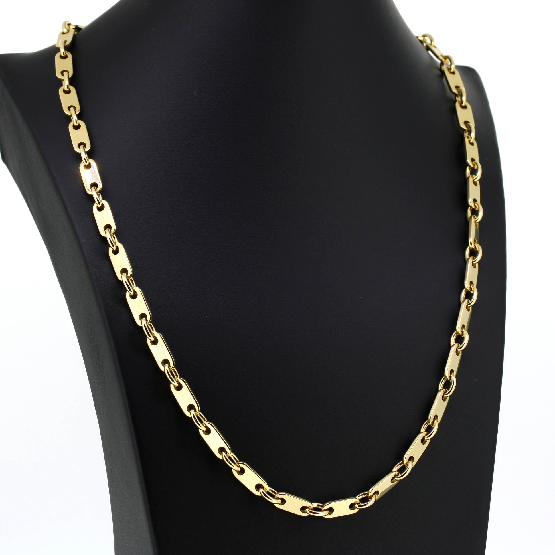 Platten Halskette 750 Gold 18 Kt Gelbgold - Kettenlänge 54 cm