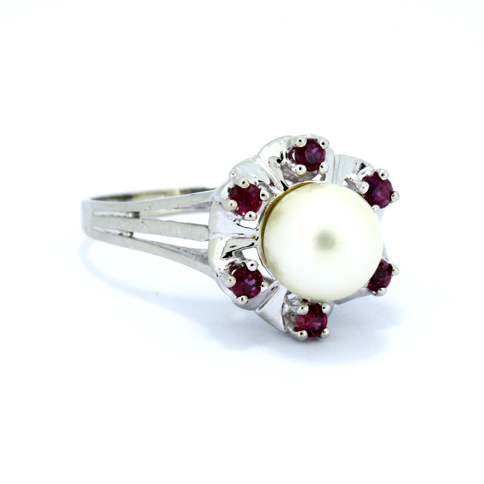 Perlen Ring 585 Gold 14 Kt Wert 560,- Juwelier Eberle Süßwasserperle mit – Rubin